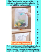 Kendinden Yapışkanlı Mutfak Banyo Balkon Ofis Kamp Piknik Katlanabilir Çöp Poşeti Tutucu Aparat