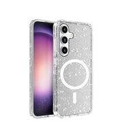 Coverzone Samsung Galaxy S25 Plus ile uyumlu Parlayan Simli Saydam Renkli Magsafe ile uyumlu W?reless ?arj �zellikli Z- Allstar Galaxy S25 Plus i�in Kapak ?effaf
