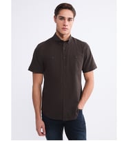LCWAIKIKI Classic Kahverengi Regular Fit Kısa Kollu Erkek Gömlek