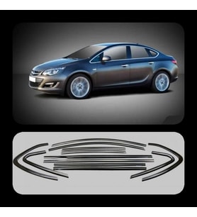 Opel Astra J Hb Cam Çıtası Çerçevesi Parlak Siyah Komple 2010-2014 arası (Krom)