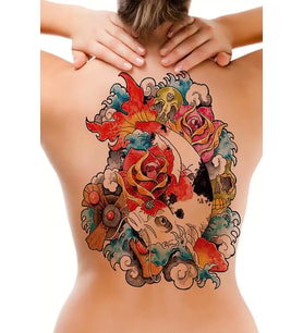 Caş Dekorasyon Balık Modelli Geçici Sırt Dövme Tattoo