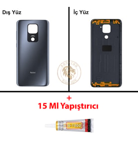Xiaomi Redmi Note 9 Gece Yarısı Grisi Arka Pil Kapağı Batarya Kapağı + B-7000 Yapıştırıcı