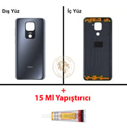 Xiaomi Redmi Note 9 Gece Yarısı Grisi Arka Pil Kapağı Batarya Kapağı + B-7000 Yapıştırıcı