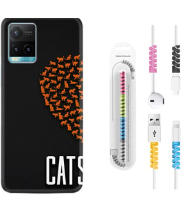 Vivo Y11S Y21S Y20 Y20S Y70 Kılıf Kablo Koruma Spiral Silikon Cats 1792