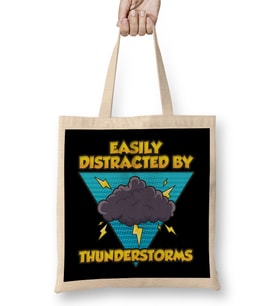 Easily Distracted By Thunderstorms Storm Chaser Bez Çanta Uzun Saplı