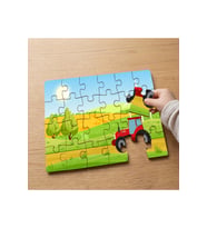 Bahçede Traktör Tasarımlı 24 Parça Ahşap Çocuk Puzzle MPK0778