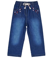Civil Girls Renkli Çiçek Nakışlı 2-5 Yaş Pantolon - Mavi