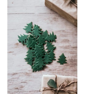 Keçeden 3 cm Yılbaşı Çam Ağacı Süsü 25 adet - Keçe Motif-T491 (Renksiz)