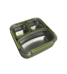 VAGONLİFE PASLANMAZ ÇELİK YEMEK KABI TEK KATLI BÖLMELİ KARE 780 ML - LUNCH BOX VGN12171 - YEŞİL