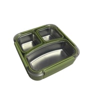 VAGONLİFE PASLANMAZ ÇELİK YEMEK KABI TEK KATLI BÖLMELİ KARE 780 ML - LUNCH BOX VGN12171 - YEŞİL