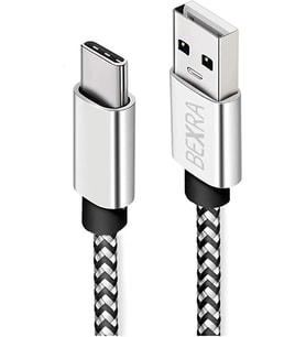 Type-C Hızlı Şarj Kablosu, 1 Metre, 2.1A, Naylon Örgülü Kopmaz Veri Kablosu, Samsung, Xiaomi, Huawei ve Tüm Android Cihazlar ile Uyumlu, Gri, 2 Yıl Garantili