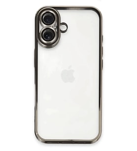 Newface Apple iPhone 16 Kılıf Razer Lensli Silikon - Titanyum Gri