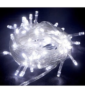 10m 100 Led Boncuk Lamba Beyaz Işık Şeffaf Kablo