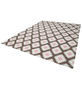 Vizon Kahve Modern Geometrik Desenli El Dokuma Salon Kilimi Düz Dokuma Çocuk Odası Yatak Odası
