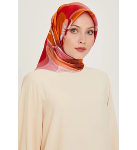 Armine Tivil İpek Eşarp 9200 - 50 Pembe Karışık Desen