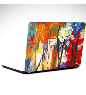 Mor Turuncu Soyut Laptop Sticker 15.4 inch (37X26CM)