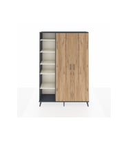 Arges Dolap 7 Raflı 2 Kapaklı Tek Askılı 132x30x195 Antrasit-Çam/Aytaşı