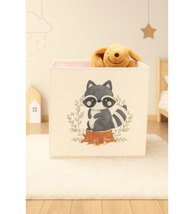 Rakun Baskılı Kapaksız Çok Amaçlı Oyuncak Saklama Kutusu 30x30x30 (Standart)