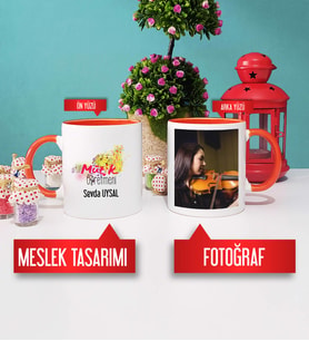 Müzik Öğretmeni Kupa Bardak Turuncu Fotoğraflı