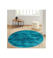 Eliana Home Baskılı, Yıkanabilir Kaymaz Taban Yuvarlak Halı LNA7089 120x120 cm (Turkuaz)