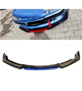 Peugeot 306 Mavi Renkli Şeritli Dilli Ön Lip 4 Prç Parlak Siyah ABS