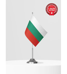 Bulgaristan Tekli Masa Bayrağı Set - Saten Kumaş 1. Kalite