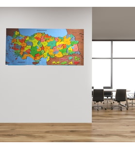 Renkli Türkiye Haritası Manyetik Yapıştırıcı Gerektirmeyen Duvar Stickerı 118 CM * 56 CM (5343)