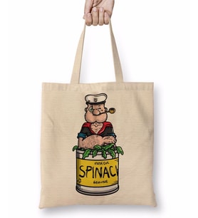 Popeye Spinach Temel Reis Bez Çanta Uzun Saplı