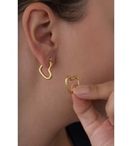 Gümüş Pazarım Burgu Model Kalp Altın Kaplama Çelik Kadın Küpe