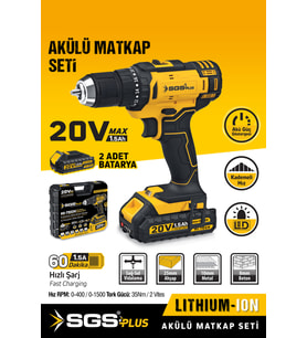 20 Volt 1.5 Amper Akülü Şarjlı Matkap Vidalama Seti Çift Akülü