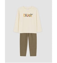 LC WAIKIKI Ekru Baskılı Erkek Çocuk Tişört Ve Pantolon
