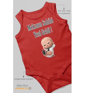 Mekanın Sahibi Yeni Geldi Baskılı Bebek Zıbını – Çıtçıtlı Body 8 Renk  %100 Pamuk Sıfır Kol
