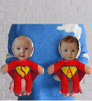BK Gift Kişiye Özel Fotoğraflı Pelerinli Süper Kahraman Çocuklar 2’li Bebek Yastık