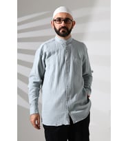 Erkek Hakim Yaka Uzun Kollu Düğmeli Müslin Gömlek Mavi