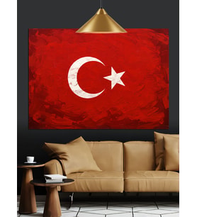 Türk Bayrağı Sade Tasarım Dekoratif Kanvas - Mdf Ahşap Tablo
