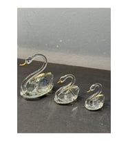 Dekoratif Kristal Cam Üçlü Kuğu Gold