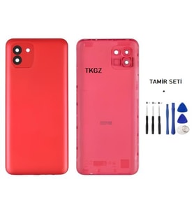 Samsung Galaxy A03 - SM-A035 FULL Kasa Arka Kapak Takım KIRMIZI - TAMİR SETİ