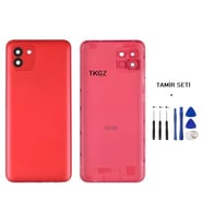 Samsung Galaxy A03 - SM-A035 FULL Kasa Arka Kapak Takım KIRMIZI - TAMİR SETİ
