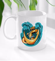 BK Gift Çapa Tasarımlı Beyaz Kupa Bardak-1