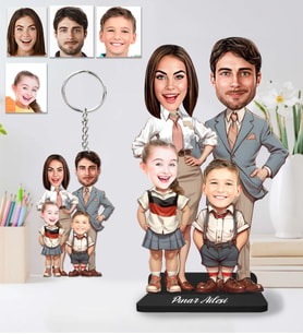 Kişiye Özel Aile 4 kişilik Ahşap Biblo ve Anahtarlık 2 li set-30