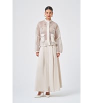 FTZ Women Kadın Üst File Alt Tafta Etekli Takım Beige 31372