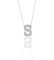 Söğütlü Silver Gümüş rodyumlu üç boyutlu minimal Ş harf kolye