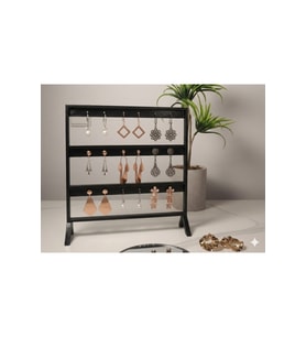 Şık Modern Küpe Standı, Siyah Takı Düzenleyici, Takı Standı , Küpe askısı , 3 bölmeli Organizer