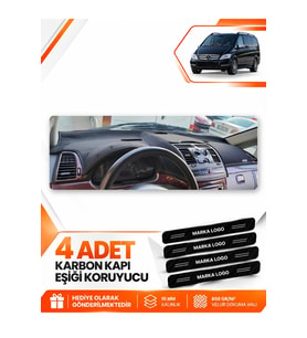 MERCEDES VİANO W639 (2003-2014) Uyumlu Ön Torpido Koruma Kılıfı Halısı - Siyah