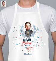 Kişiye Özel Babalar Günü Hediyesi Karikatürlü Mutfak Önlüğü