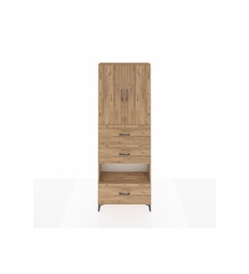 Arges Dolap 4 Raflı 3 Çekmeceli 2 Kapaklı 88x30x243 Çam-Çam
