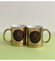 Kişiye Özel Yıldız Haritası Tasarımlı 2'li Gold Kupa