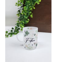 İsme Özel Kişiye Özel Buzlu Cam Yonca Yaprak Çiçek Desenli Çay Bardağı Çay Fincanı