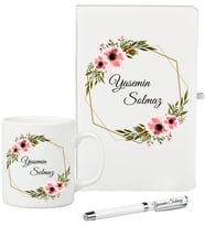 Arkadaşa Hediye Kişiye Özel Defter Kupa ve Roller Kalem Seti