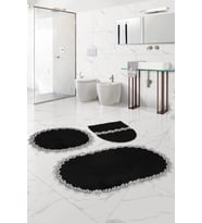 Bonny Home Venüs Siyah 3'lü Dantelli Banyo Paspası Seti Çeyizlik Klozet Takımı
